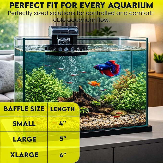 Aquarium Filter Baffle, Universal HOB Filter Compatible, Slow Flow Design for Betta Fish and Shrimp Tanks, 2 Suction Cups for Easy to Install Aquarium (Large)
