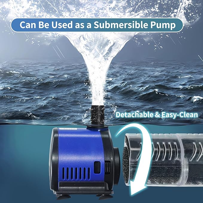 TARARIUM Aquarium Filter 260GPH for 30-75 Gallon Fish Tank, Biochemical Quiet Submersible Internal Filtration Powerful Pump Air Supply Wave Maker 4 in 1, Saltwater & Freshwater Crystal Clear