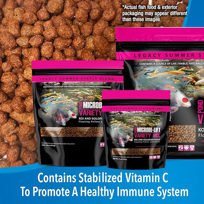 MICROBE-LIFT MLLVMLG Variety Mix Floating Fish Food Pellets and Sticks for Ponds, Water Gardens, and Fountains, for Live Goldfish and Koi, 5 Pounds