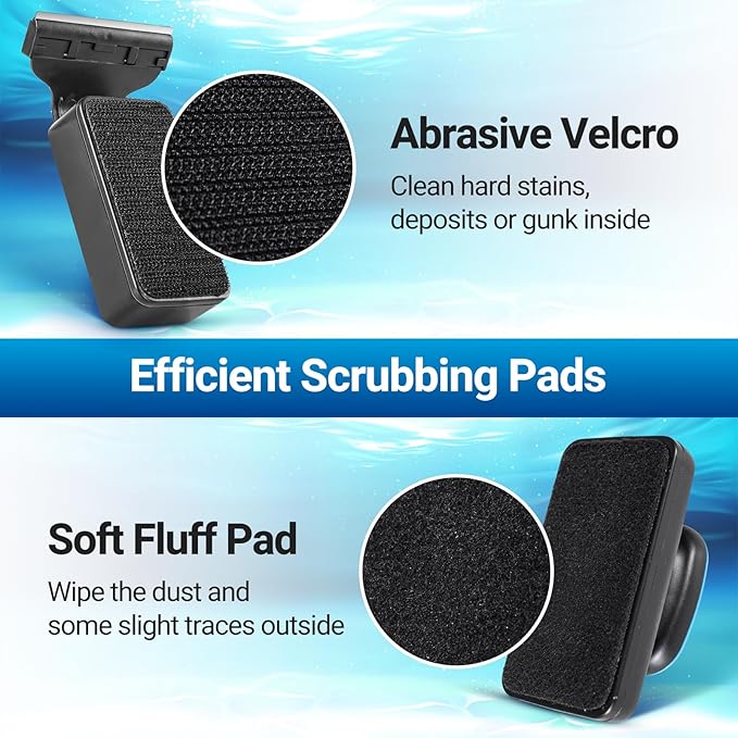 Yaubay Aquarium Magnet Glass Cleaner, Magnetic Fish Tank Cleaner with Algae Scraper, Double Sided Cleaning Scrubber Brush with Handle, Titanium Blade, Self-Floating, Fit Max 1/4" Thick Glass, Medium
