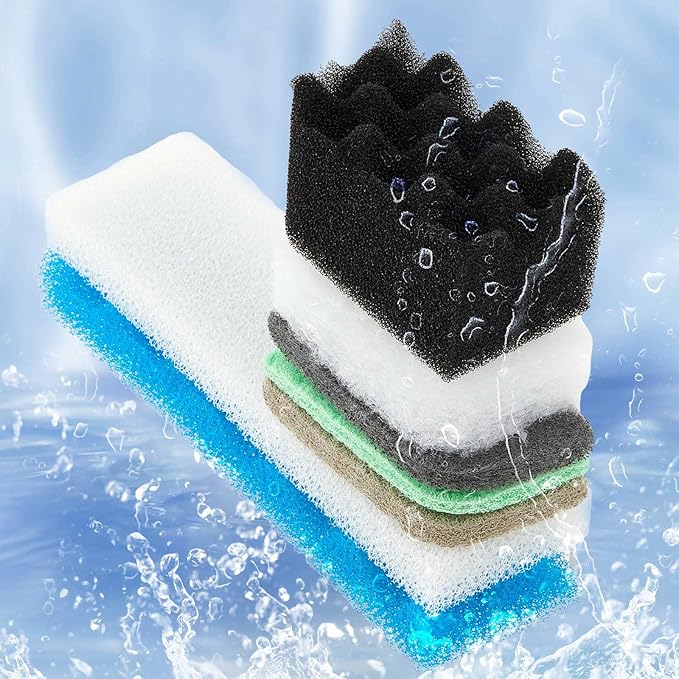 Threlaco 74 Pcs Canister Filter Media Kit Compatible with Fluval 406/407 Filter, Including Foam Pads, Water Polishing Pad, Activated Carbon, Nitrite/Phosphate/Ammonia Remover, Mesh Bag, 2 Ceramic Ring