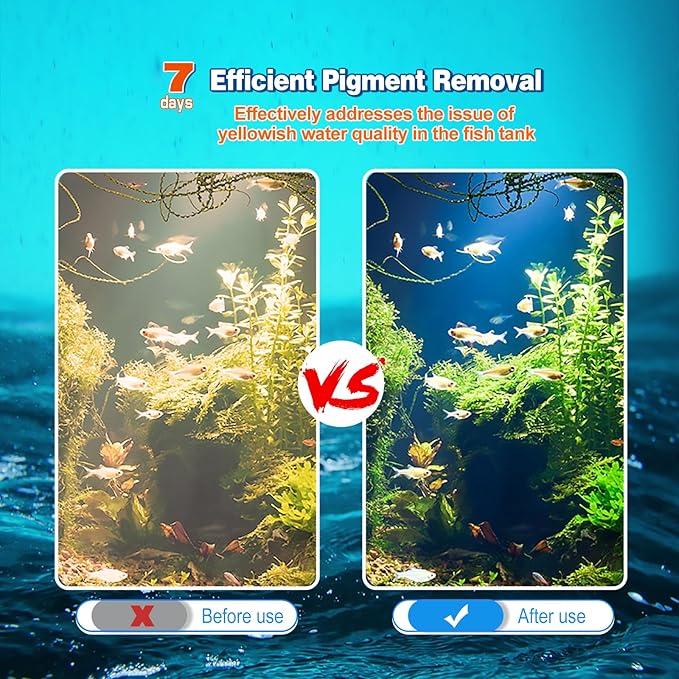 Nezo Aquarium Filtration Resin Yellow Water Remove for Fish Tank, Koi Pond, Fresh and Saltwater 100ml with Free Mesh Bag.