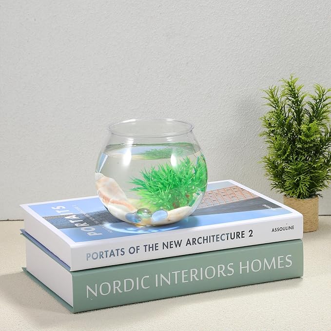 Happyyami 2pcs Round Aquarium Tank Desktop Fish Tank Goldfish Aquarium Tank Bowl Terrarium Round Fish Bowl Unbreakable Vases Bowls for Home Decor