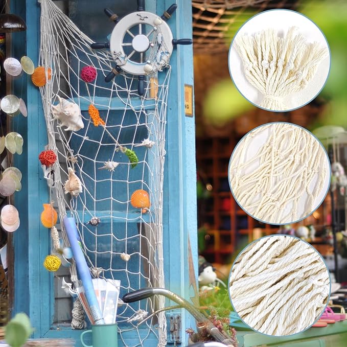 Fishing Net Decoration 79 x 39 Inch Natural Decorative Fish Net,Fish Netting for Decoration,Birthday Decorations Fishnet Decor,Decorative Fishing Nets for Wedding Beach Party