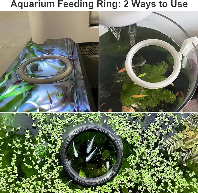 Clip On Fish Feeding Ring, Floating Aquarium Feeder, Non-Shedding Fish Food Holder for Betta Goldfish Guppy Turtle