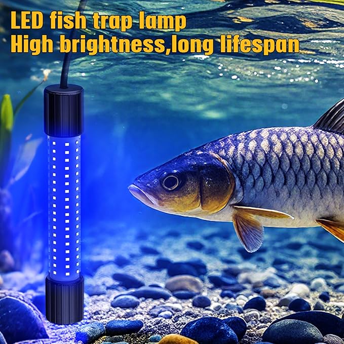 Underwater Fishing Blue Light Compatible with DeWalt 20V Battery,1300 Lumens,LED Light for IP68 Waterproof Submersible Fish Attractor Light for Night/Ice/Boat Fishing(no Battery)