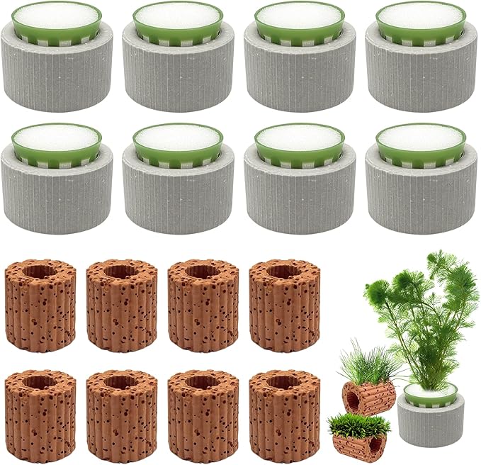 Rainmae 16 Pack New Upgrade Aquarium Plant Weights, Aquatic Water Plant Fixed Rings, Water Plants Cultivation Fixed Ring Plant Pot, Landscape Ceramic Pottery Gravity Ring for Fish Tank Accessories