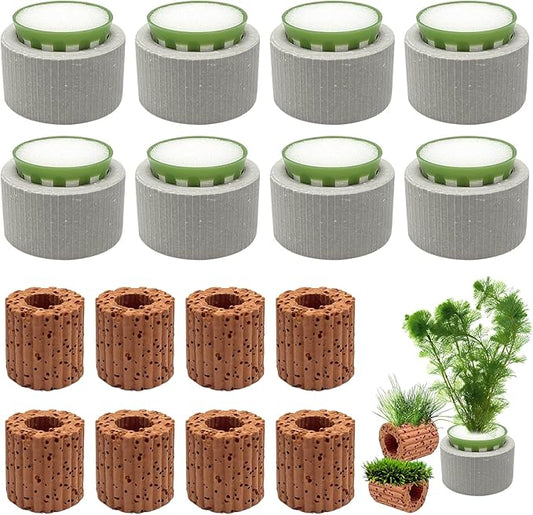 Rainmae 16 Pack New Upgrade Aquarium Plant Weights, Aquatic Water Plant Fixed Rings, Water Plants Cultivation Fixed Ring Plant Pot, Landscape Ceramic Pottery Gravity Ring for Fish Tank Accessories