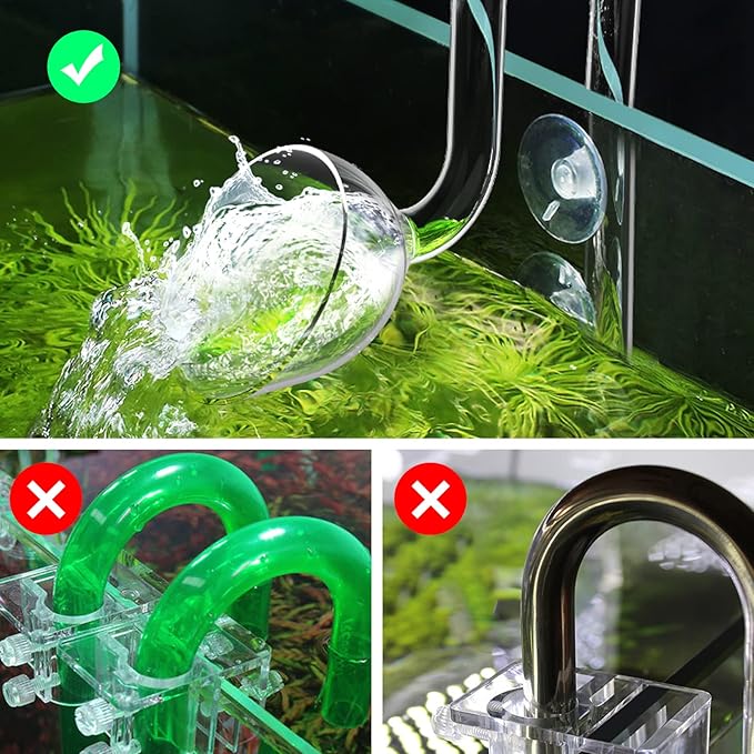FZONE 20mm Aquarium Glass Lily Pipe Kits with Lily Inflow Lily Outflow and Brush for 3/4" ID (19/25mm) Tubing