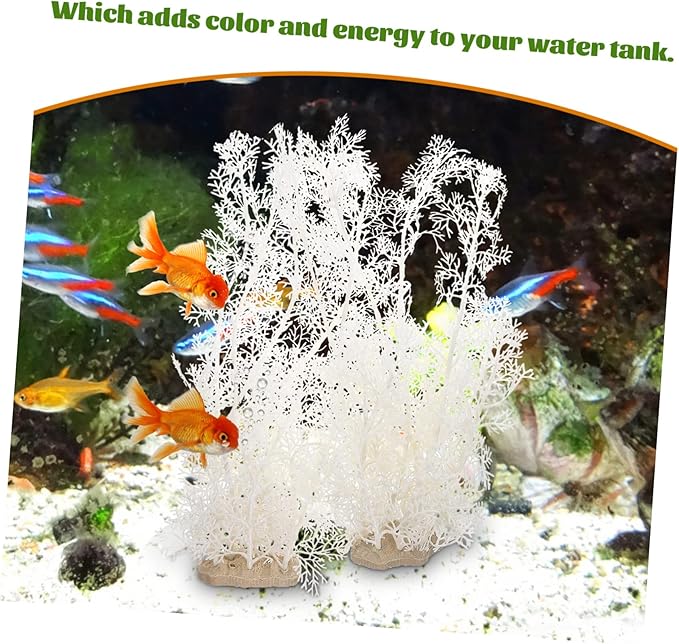 FAVOMOTO 2Pcs Aquarium Grass Artificial Fish Tank Plants Fish Tank Decorations Aquarium Decor White Realistic Lifelike Embellishment
