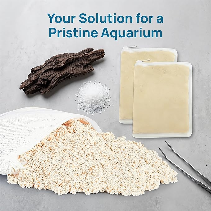 Aquarium Filter Resin for Water Purification, 2 Bags x 300ml, Tannin Remover, Odor Eliminator for Crystal Clear Water (2)