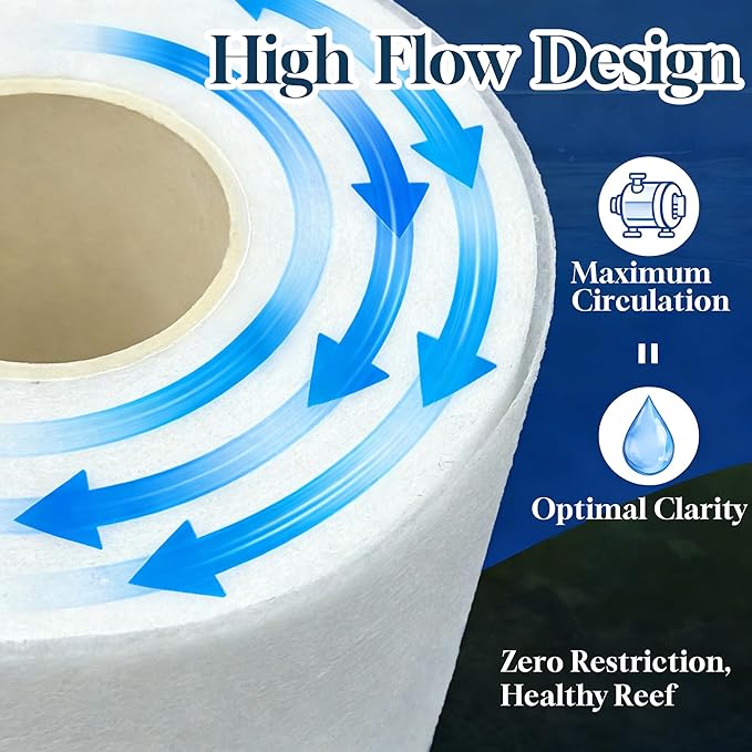 PurifyLogix Fleece Roll Replacement for Red Sea 1200, Efficient Filtration Media for ReefMat 1200, Ideal Filter Media for Coral & Reef Aquarium Maintenance, 115' Long * 6.7" High