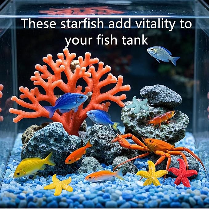 6 PCS Starfish Ornaments Realistic Starfish Decorations Starfish Fish Tank Ornaments Multi-Colored Mini Aquarium Decorations DIY Fish Tank Decor for Home DIY Crafts