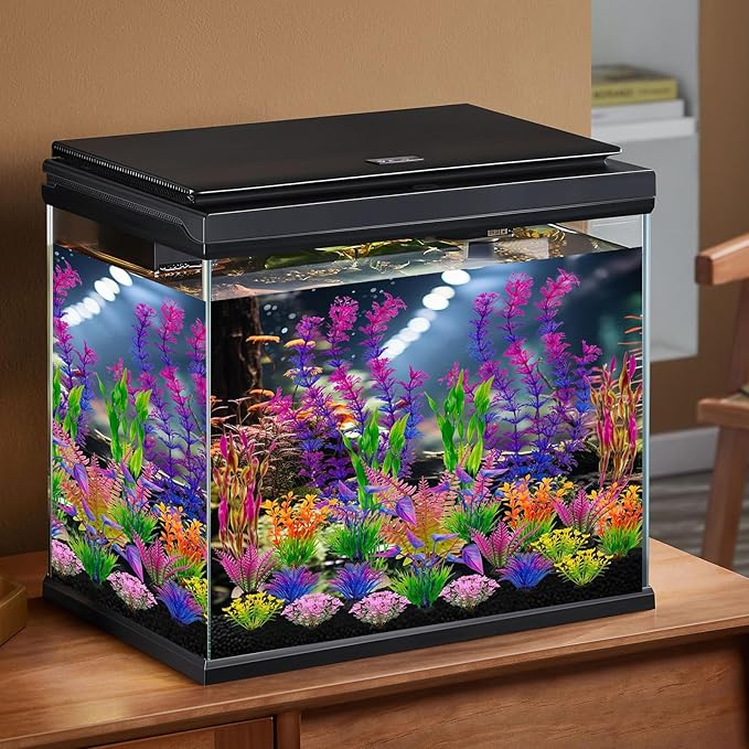 Colorful Fish Tank Decorations, Large Aquarium Artificial Plastic Plants Decor, Betta Goldfish Tank Accessories, Fish Bowl Ornaments