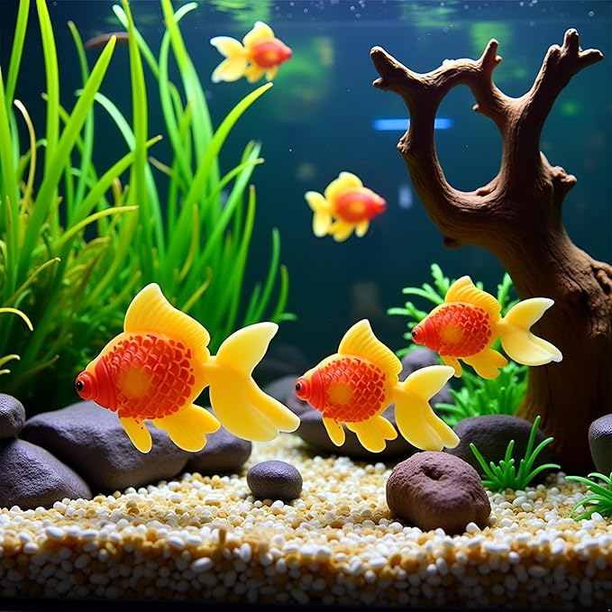 3 Pack Gold,orange Artificial Aquarium Fishes Fake Fish Plastic Fish Aquarium Moving Fishes Ornament Decoration Orange Goldfish for Aquarium Fish Tank Aquarium Décor Thematic Ornaments,Aquarium Décor