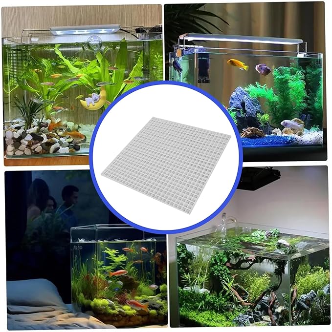 Aquarium Lid 4Pcs 12x12 Gridding Fish Tank Lid Anti-Jump Cat-Proof Aquarium Hood with 6 Clamp Breathable Cuttable Nonopaque Fish Tank Cover Fish Tank Lid Home