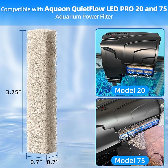 AQUANEAT 24- Pack Replacement Ammonia Reducer Pads Compatible with Aqueon QuietFlow 20 and 75 LED PRO Aquarium Power Filter