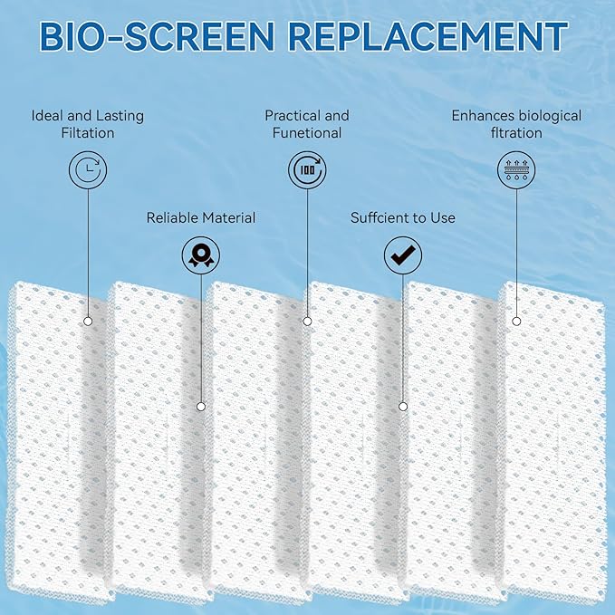 Magluv Aquarium Screen Replacement for Fluval C4 Bio-Screen Fit for Fluval C4 Power Filter Media Replacement Parts, 6-Pack (C4)