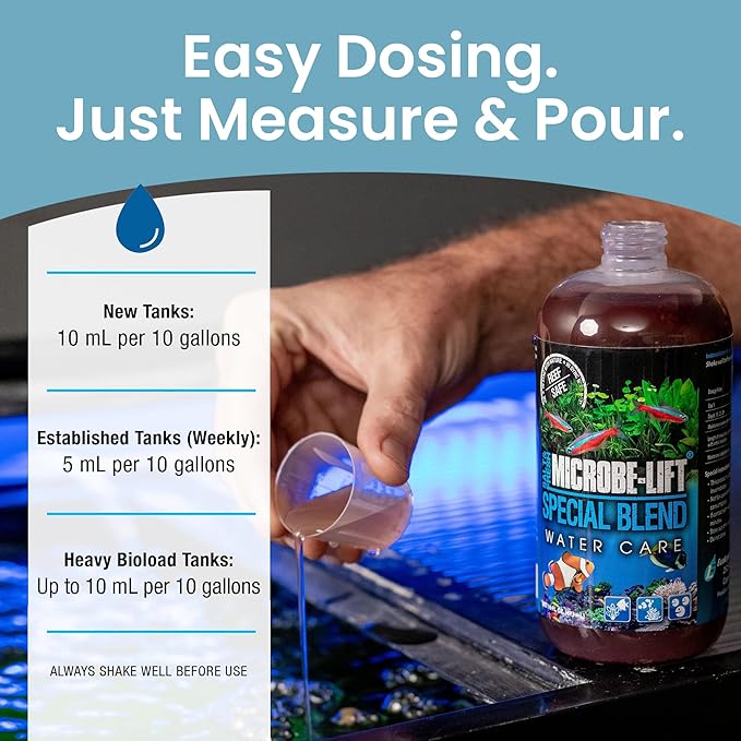 MICROBE-LIFT Special Blend Aquarium Water Care Treatment, Cleaner & Clarifier for Fresh and Saltwater Fish Tanks, Reduces Maintenance & Helps with Aquarium Algae Control and Odor, 16 Ounces (SBH16)