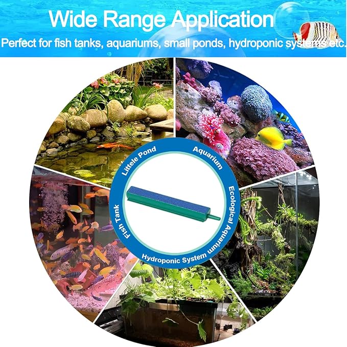 Aquarium Air Stones 14 Inch Air Stones for Aquariums Large with 5 Pcs Square Oxygen Diffuser Long Bubble Release Mineral Airstones for Fish Tank Pumps DWC Bucket Reservoir Pond