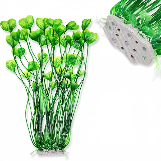 1 Pack Tall Aquarium Plants Plastic Realistic 15.35 Inches Aquarium Plants with Weighted Base Artificial Green Fish Tank Decor for Fish Tanks Aquascaping