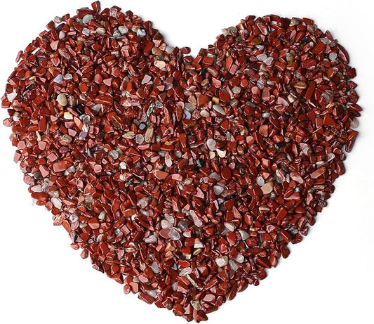 LAIDANLA Red Jasper Crushed Stone Crystal Chips Bulk Natural Gemstones Healing Reiki Crystals Mini Quartz Vase Filler Aquarium Gravel 100g