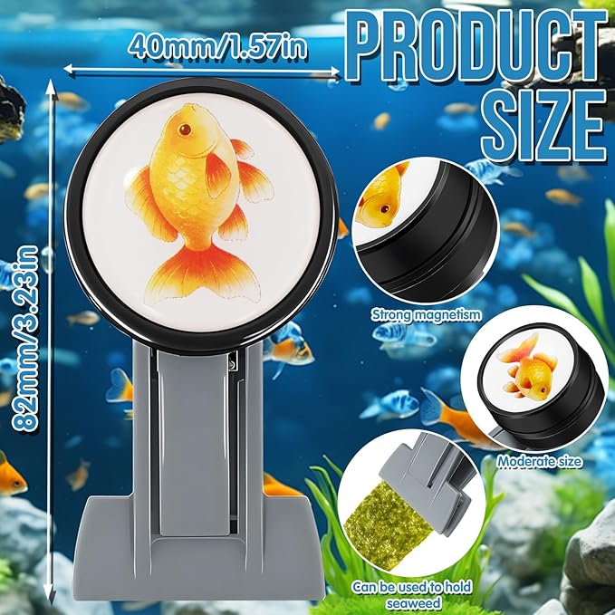 Goldfish Feeder, Saltwater Aquarium Accessories Supplies Algae Magnet Seaweed Feeder Aquarium Magnetic Clips, Fish Tank Feeding Ring Suitable for Aquatic Pets