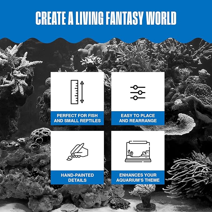 Penn-Plax Age-of-Magic Wizard’s Castle Aquarium Decoration – Safe for Freshwater and Saltwater Fish Tanks – Small