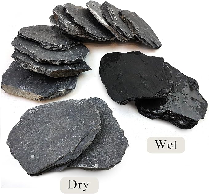 YISZM Slate Rock for Aquarium, 5-7 Inch Polished Natural Stone Rocks, Fish Tank Decor, Aquascaping Rocks, Safe for Aquariums, Terrariums, 10 lbs