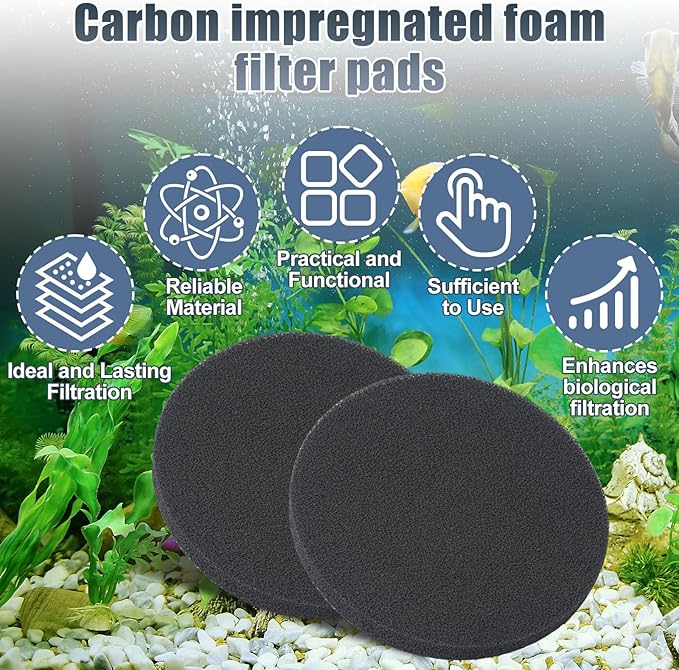 Fx4 Carbon Filter Pads Compatible with Fluval FX4 FX5 / FX6 Canister Filter,Replacement Carbon Impregnated Foam Pads Aquarium Filter Media Pack of 6
