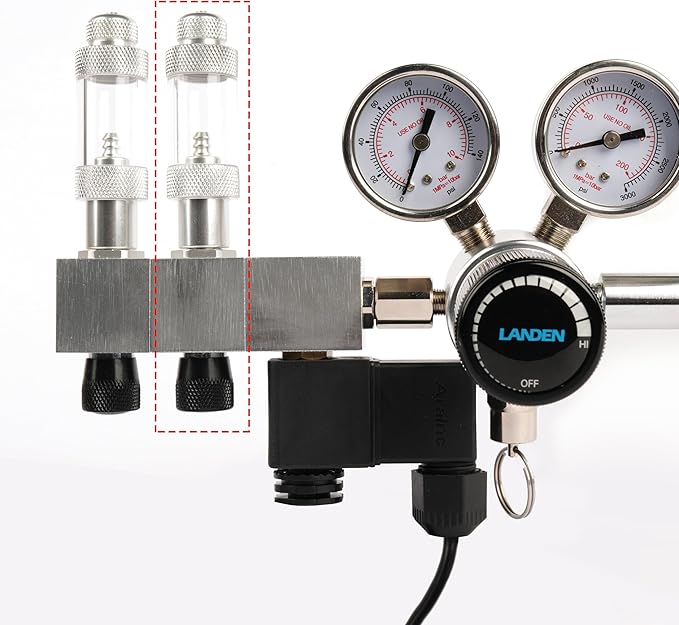 LANDEN AverVita Manifold Block for CO2 Regulator Advance, Expandable Manifold Blocks with Integrated Bubble Counter and Precision Needle Valve