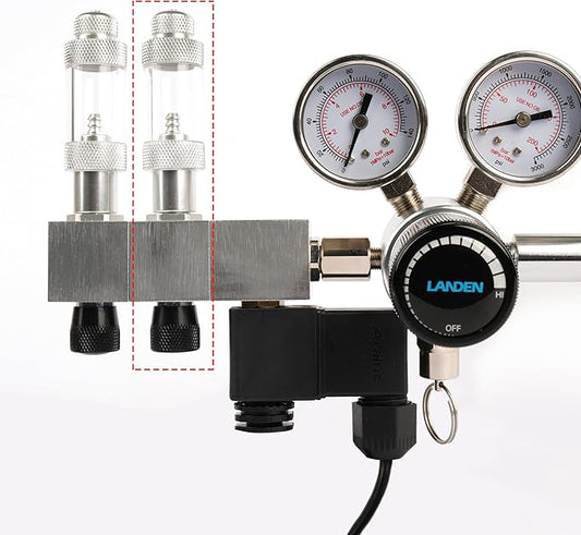 LANDEN AverVita Manifold Block for CO2 Regulator Advance, Expandable Manifold Blocks with Integrated Bubble Counter and Precision Needle Valve