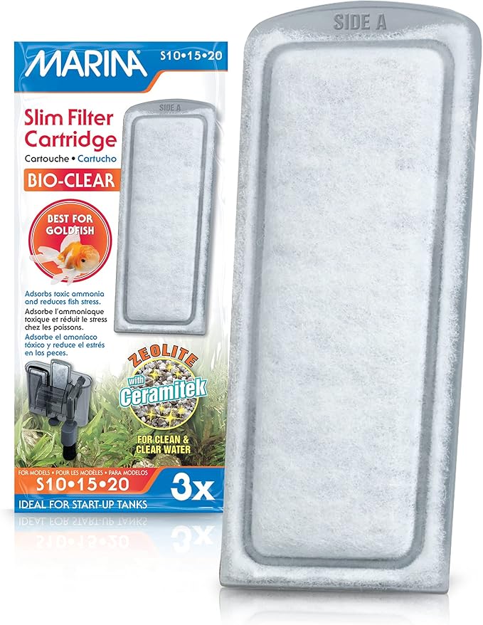 Marina Bio Clear Ceramic Replacement Cartridge for Slim Filters, 3 Pack – Optimal Filtration for a Healthy Aquarium,White