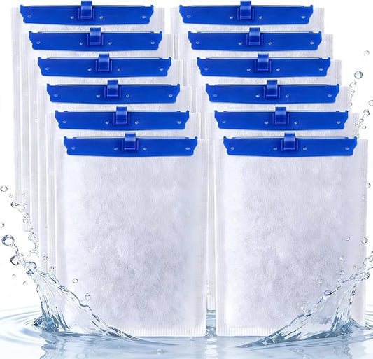 12-Pack Large Aquarium Filter Cartridges, Compatible with Whisper Bio-Bag & Power Filters 20i/40i/IQ20-60/PF20-60 (200/350 Models), for Clear & Healthy Tank Water