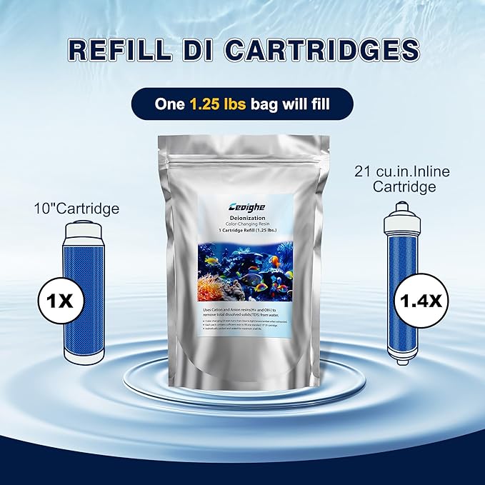 1.25 lbs DI Resin Mixed Bed Color Changing for RO/DI Systems, Optimal TDS Reduction, Color Changing Easy Monitoring, Ideal for Aquariums, Ensures Superior Water Quality(1 Pcs, 0.7 Liter)