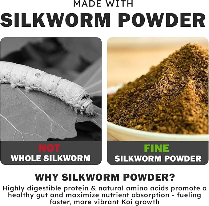 HARUTO Koi Food Growth Silk Worm 11lb – High Protein Floating Pellets for Fast Growth, Strong Body & Bones, Immune Support, Clear Water Formula for Koi Fish Pond
