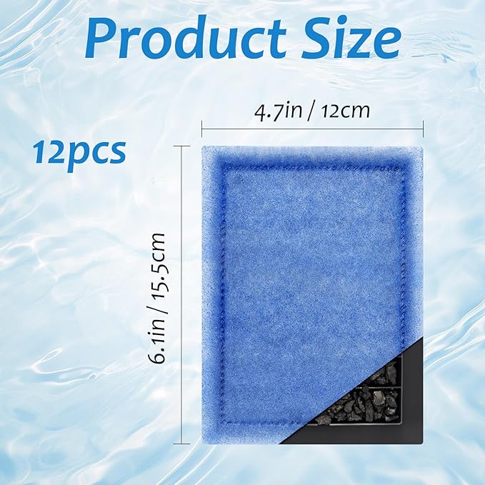 12 Pack Aquarium Filter Cartridges for EZ-Change #2 Premium Activated Carbon Fish Tank Filters Compatible with 10-20 Power Filters
