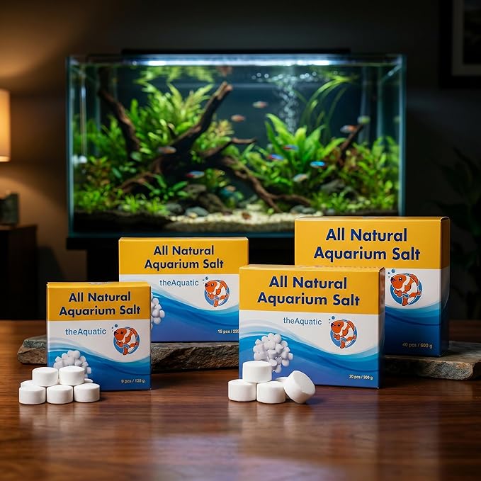 Premium Aquarium Salt, Aquarium Salt Freshwater Tablets for Aquarium Water Treatments Essential Supplies (20 Tablets)