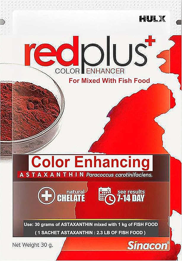 HULX Astaxanthin Red Color Enhancing Powder All Type Fishes Tropical Fish Goldfish KOI Baby Fry Fish Guppy Betta Small Fish Use Mix Fish Food Granular Flake Sinking Floating Pellets 0.06 Lb. (30 g.)