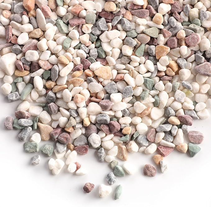 5LB River Rocks for Fish Tanks 1/8-3/8inch Aquarium Gravel Small Rocks for Plants Decorative Rocks Mixed Color Vase Fillers Rocks for Crafts Colorful Rocks
