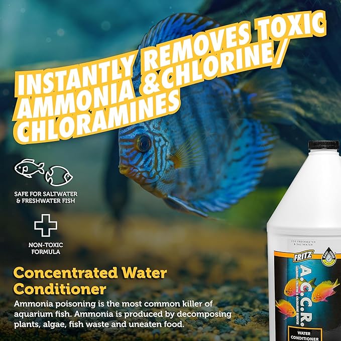 Fritz Aquatics ACCR Water Conditioner Instantly Removes Toxic Ammonia/Chlorine & Chloramines for Fresh & Salt Water Aquariums (1-Gallon)