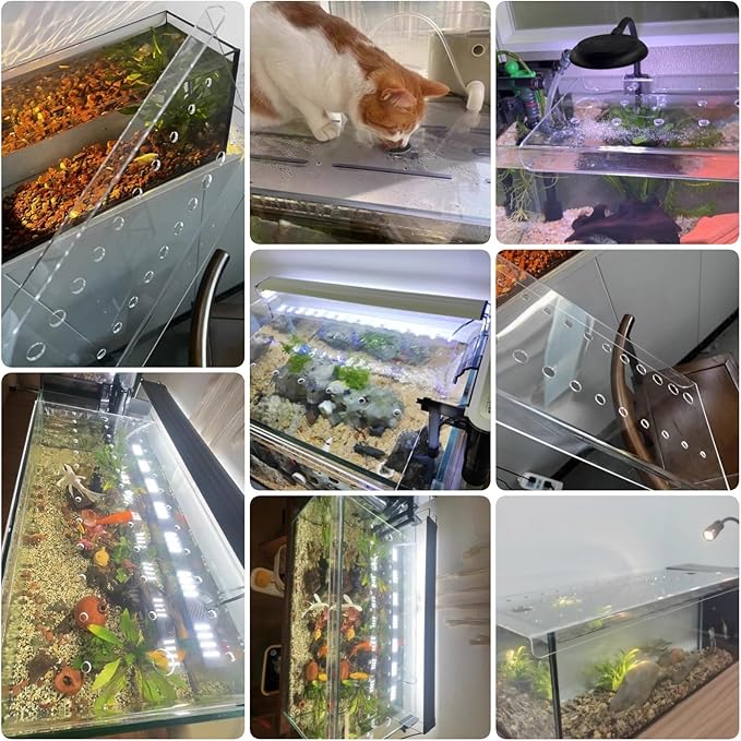 LZMZMQ Clear Acrylic Aquarium Top Cover, Custom Terrarium Jumping Proof Hood - Avoid Cat Catching Fish, with Fresh Air Hole, Cut At Will(L50xW25cm/19.7x9.8in)