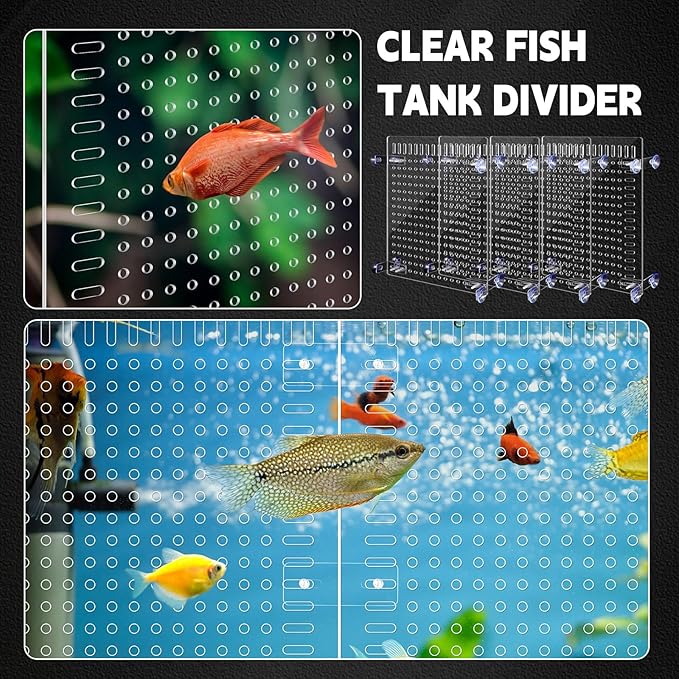 Nuanchu 4 Set Acrylic Fish Tank Divider 11.4 x 9.75'' Aquarium Divider Kit Splicable Flexibly Aquarium Divider with Suction Cups Accessories Splicing Board for 30/40/50/65/75/90/125/150 Gallon Tank
