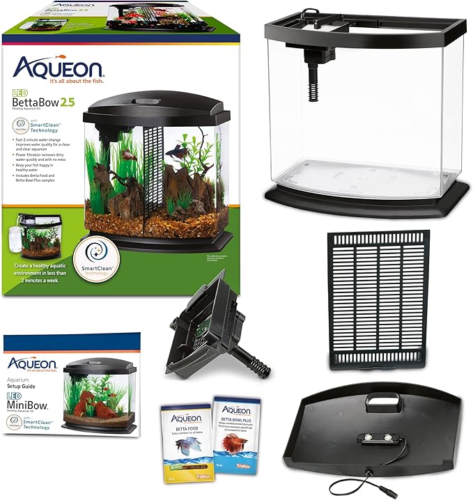 Aqueon 00800198: Aquarium Kit BettaBow Led Blk 2.5G