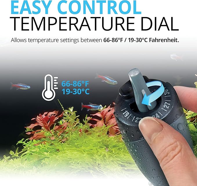 Fluval M 50-Watt Submersible Aquarium Heater – Compact, Reliable Heating with Mirror Technology for Fresh & Saltwater Tanks Up to 15 Gallons