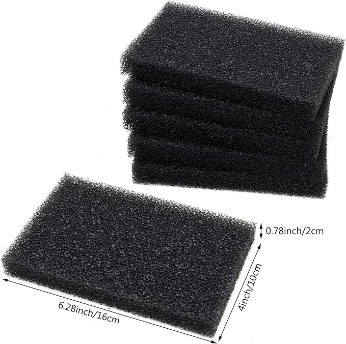 Aquarium Bio Filter Media Sponge, 6.28 x 4 x 0.78 inch 6 Pack Cut-to-Size Foam for Aquarium Fish Tank (6 pcs)
