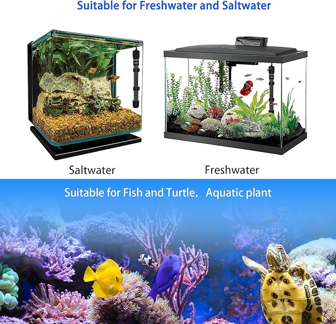 YOFOTHS Adjustable Mini Aquarium Heater 10-20 Gallons Submersible Small Fish Tank Heater 100W Digital Display Thermostat External Temperature Controller (100W)