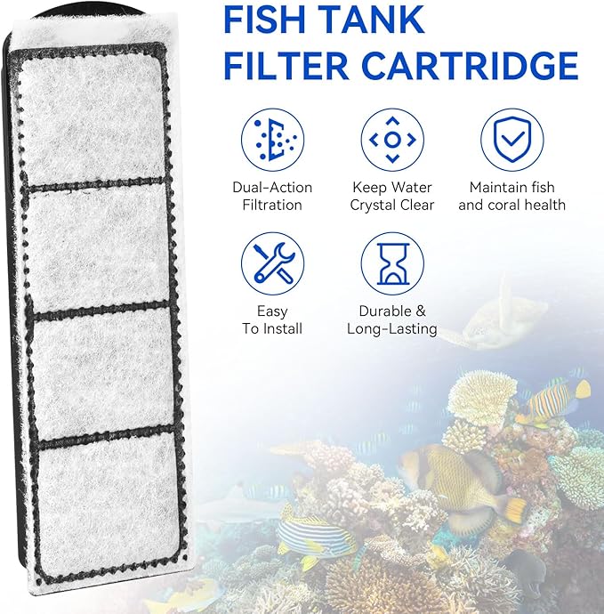 Aquarium Fish Tank Water Filter Cartridge Fit for Coralife Biocube Filter 14 16 29 32 Gallon Aquarium, Bio-Cube Filter Cartridge Dual-Action Filtration for Keeping Water Crystal Clear,4PCS