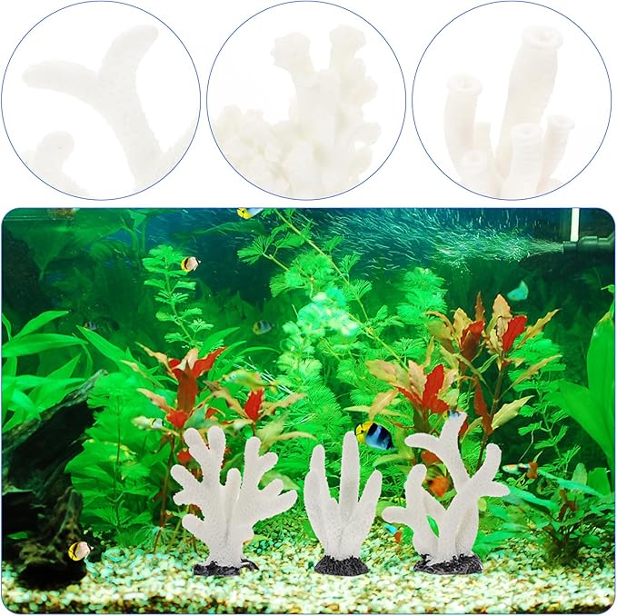 NOLITOY 5pcs Artificial Aquarium Coral Ornament, Simulated Coral Faux Fish Tank Plants Decorations for Landscaping Accessories Tabletop Decor