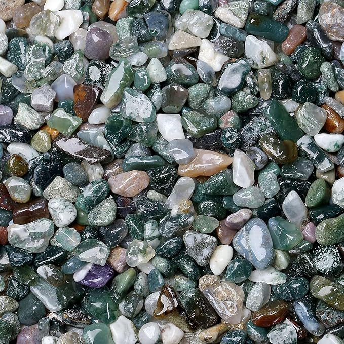 LAIDANLA Aquatic Agate 1lb Crystal Polished Tumbled Stones Irregular Shaped Crystal Chips Bulk Natural Gemstone Aquarium Gravel Rocks Vase Filler Fish Tank Gravel Home Decoration